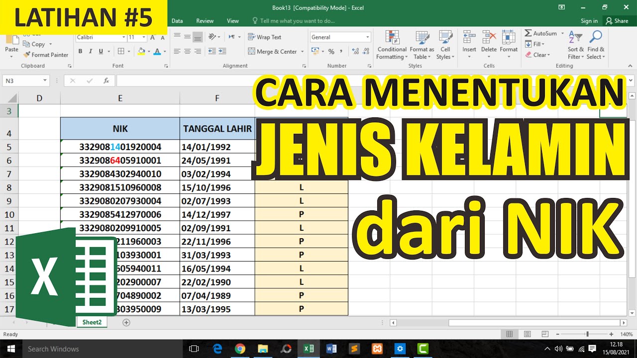 Cara Menentukan Jenis Kelamin berdasarkan NIK di Microsoft Excel