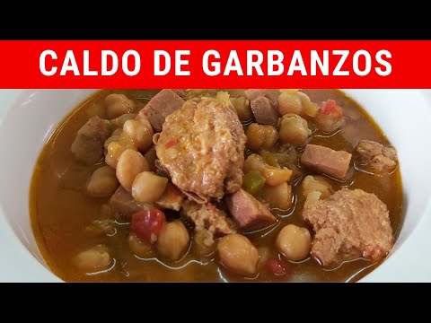 Caldo de garbanzos con jamón y chorizo.- RecetasdeLuzMa