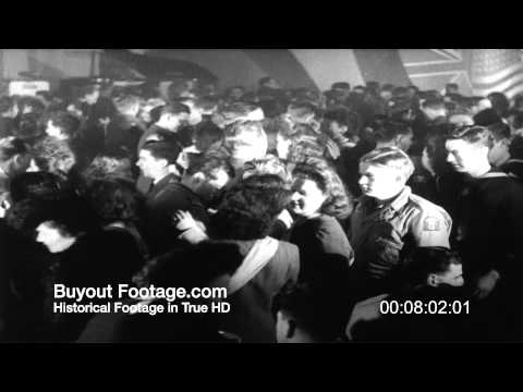 HD Stock Footage WWII Stage Door Canteen Paris France 1945