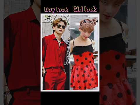 BTS boy look vs girl look #v #jimin #rm #suga #jk #jhope #jin #shorts