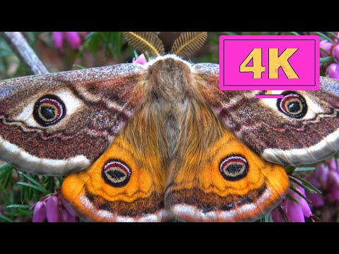 Saturniidae Beauty: Saturnia pavoniella  (Small emperor moth) 4K Quality, No Commentary
