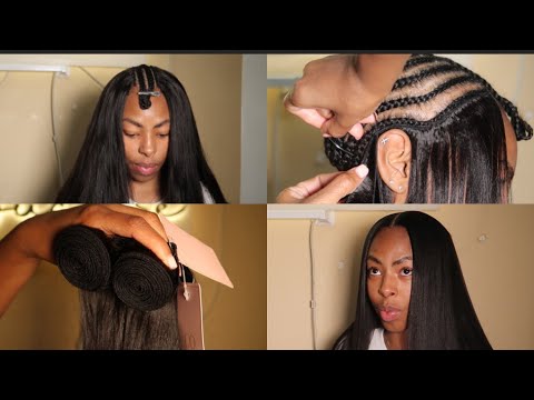 Flat Light Yaki Traditional Middle Part Sew-In Without Net Ft CurlsQueen