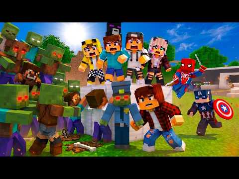 ماين كرافت لكن الزومبي هجم علينه وساعدت جيجي وعبوسي وكعبول وطيبة وسبايدرمان نقذنه 😱🔥#فلم_ماين_كرافت