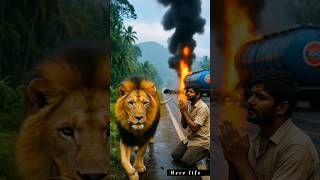 A Lion of Maa Durga 🙏 Appears? A Sacred Warning, A Divine Message!#lion#durga#shorts #rescue #monkey