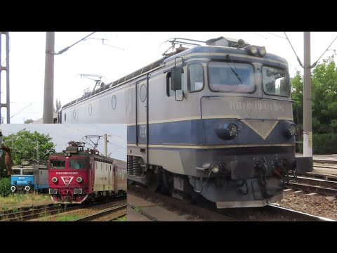 Romania: CFR Class 40 electric loco departs Caracal (Olt county) towards Timisoara Nord