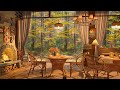 Autumn Cozy Porch on Forest with Coffee Shop Ambience | Smooth Jazz Music to Relax/Study/Work to