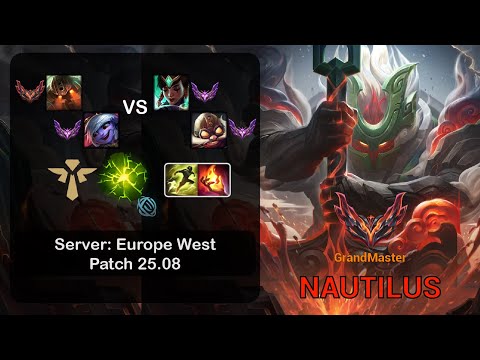 Nautilus Support + Tristana vs Karma + Corki - EUW GrandMaster - Patch 25.08