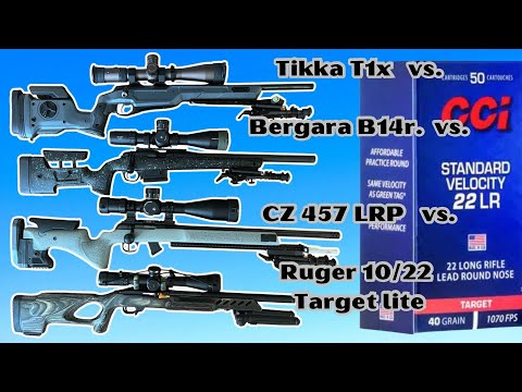 Bergara B14r vs  Tikka T1x vs  CZ 457 LRP vs  Ruger 10:22 - CCI Standard Velocity Accuracy Showdown