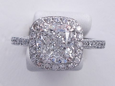 2.80 ctw Cushion Cut G SI2 Diamond Engagement Ring - BigDiamondsUSA