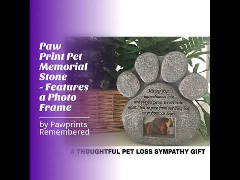 Paw Print Pet Memorial Stone - Features a Photo Frame