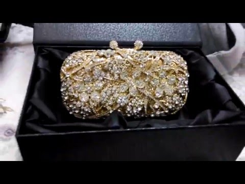 Gold Evening Bag for Women Rhinestone Crystal Clutch Bridal Purse Bag