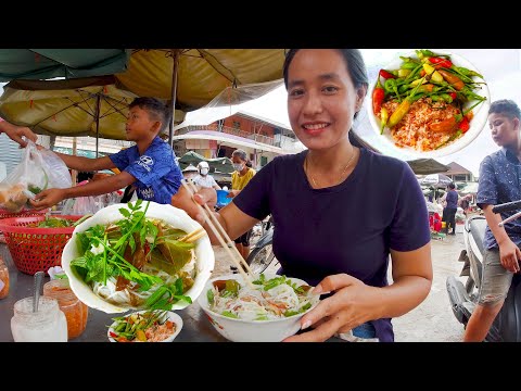 Cambodian Delicious Food For All Time - Countryside Breakfast - Khmer Rice Noodle With fish Curry