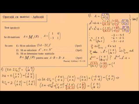 Matrici, exercitii rezolvate - Test de evaluare