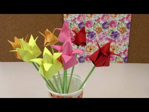 Origami Tulpen DIY / Blumen falten Anleitung / Deko einfach und schnell / Flower Origami deutsch