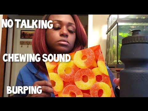 ASMR | Eating Peach Rings Gummy Candy | No Talking | GULPING sounds | Burping Sounds | Mukbang