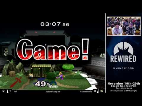 Rewired 2016 Melee Singles Winners Top 16 - Tai (Marth) vs G2|Westballz (Falco/Fox)