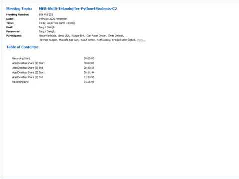 Python Dersleri 14 Mayıs 5. Oturum - MEB Akilli Teknolojiler - Öğrencilere Python Eğitimi