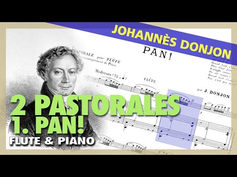 🎼J. DONJON - 2 Pastorales - 1. Pan! [for FLUTE and PIANO] - (Sheet Music Scrolling)