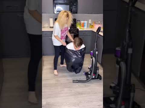 Vacuum + Trash Bag= disaster 💀 #fail #funny #comedy