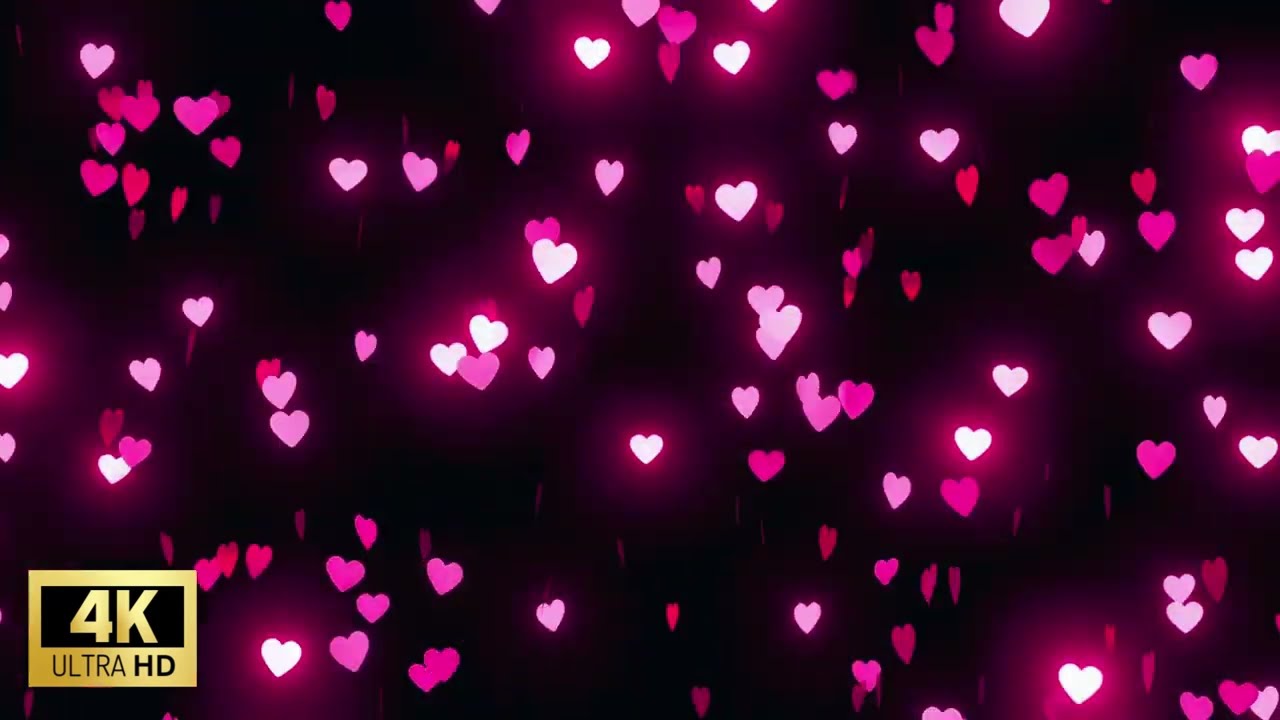 Pink Glitter Heart Rain live wallpaper 4K 💗 Falling Hearts background Loop ✨ Aesthetic Screensaver