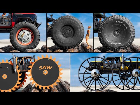 Monster Wheels Test vs Pickup Trucks - Beamng drive