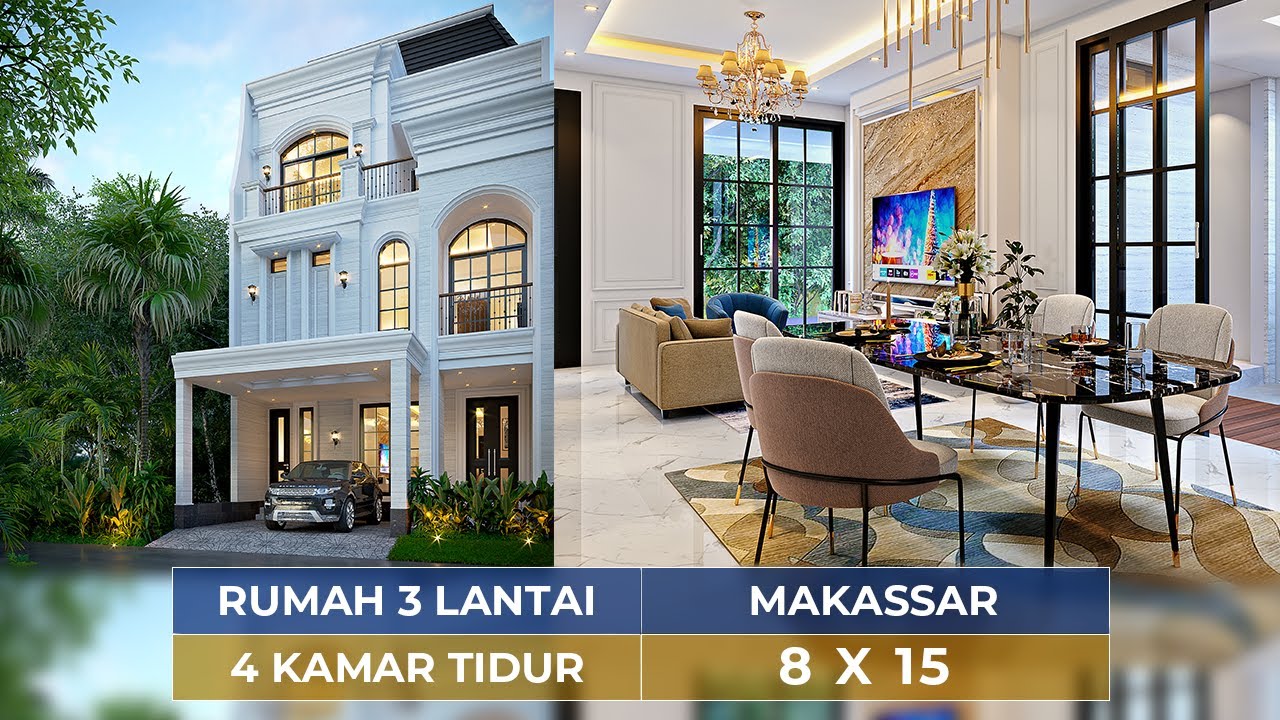 Video 3D Desain Rumah Grand Marina Klasik 3 Lantai Bapak AD Type 8x15 1487