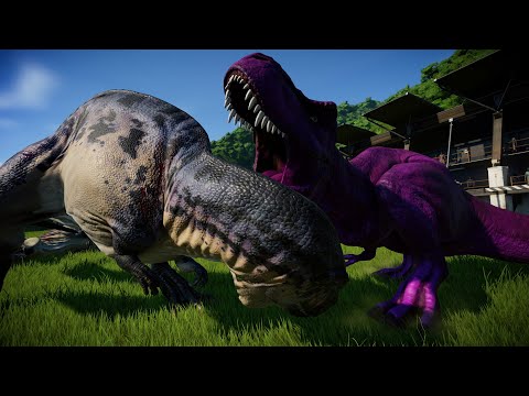 T REX Vs Acrocanthosaurus Breakout & Fight - 🌎 Jurassic World Evolution Dinosaurs Fighting