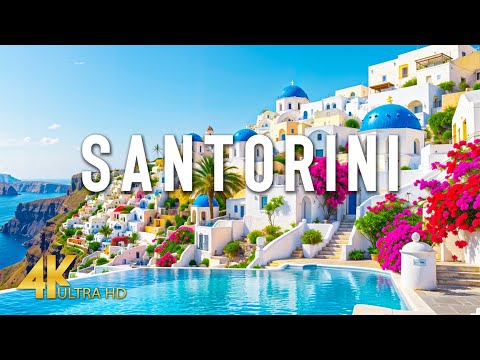 FLYING OVER SANTORINI 4K UHD – Stunning Cliffs, Whitewashed Villages with Calming Music