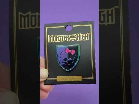NOW AVAILABLE! Rainbow Plated Skullette Shield Pin #enamelpinsforsale #enamelpins #MonsterHighFandom