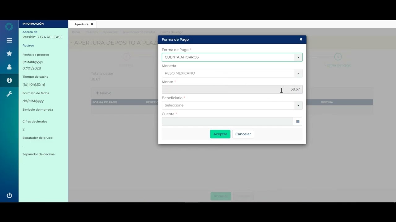 Apertura de Depósito a Plazo Fijo