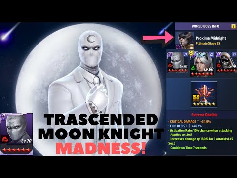 TRASCENDED MOON KNIGHT (Mr. Knight) INSANITY! PROXIMA Stage 95 & GALACTUS SOLO (140% Proc lol) - MFF