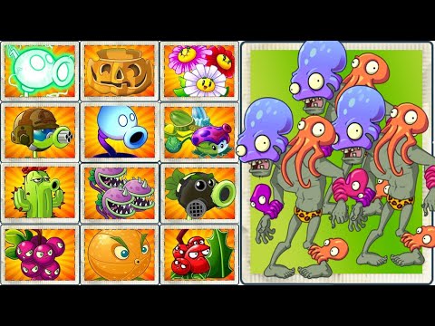 PvZ 2 Challenge - What Plant Max Level can Defeat 3 Octo Zombie using only 1 plant food?