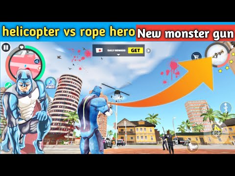 rope hero vice town || Monster gun in rope hero game | rope hero vice town robot helicopter gameplay