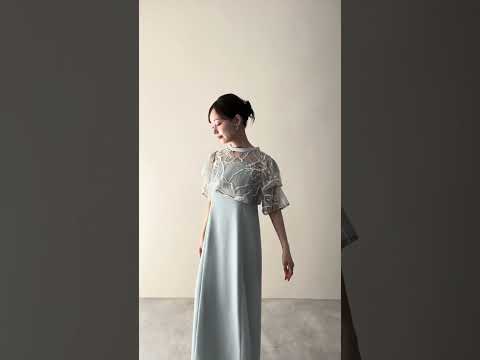 スカイブルーのフラワーモール刺繍ドレス 動画