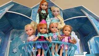 Playing in ELSA&#39;s ICE Castle ! Elsa and Anna toddlers &amp; their friends