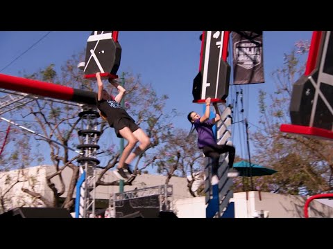 Bella Palmer vs Olivia Lopez on the American Ninja Warrior Junior Qualifier