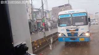 आंधी बारिश तूफ़ान मे अपनी हरियाणा रोड़वेज फुल स्पीड बस 110km/h