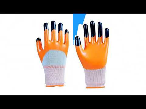 Black And Orange Nitrile Coated Safety Hand Gloves Tiger print
