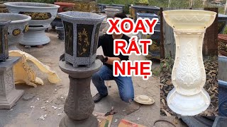 Tháo đôn tròn xoay cao 67cm - Đôn xoay mượt mà luôn -  Khuôn chậu Sơn Cương