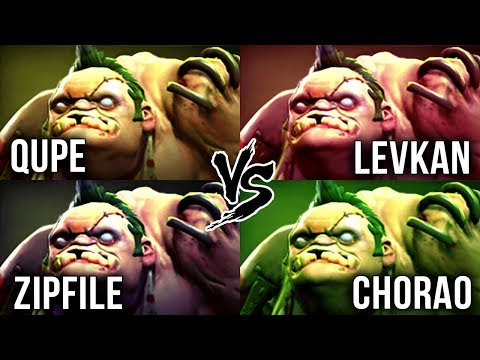 Qupe vs Levkan vs Zipfile vs Chorao - WHO IS THE BEST PUDGE SPAMMER IN 7.20 Patch - Dota 2