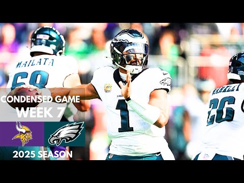 Vikings vs Eagles 2025 Week 7 Condensed Game | NFL Highlights