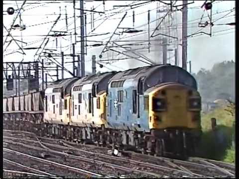 Class 37 thrash - triple headed at Mossend 3/7/89