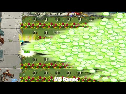 PvZ 2 Challenge - 100 Plants Max Level Vs 10 Custom Ice Weasel Zombies 30000 HP