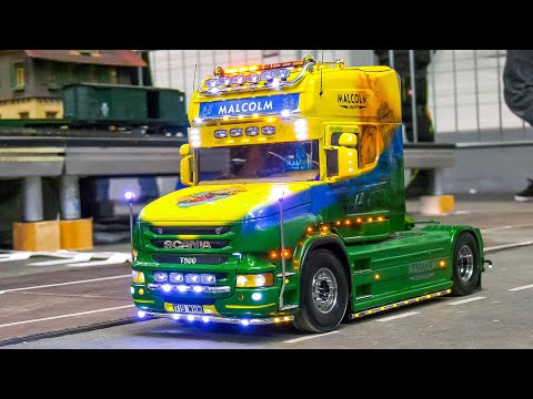 Unique rc show trucks scania schubert rc heavy haulage rc machines!! Rc digger cut 914 liebherr