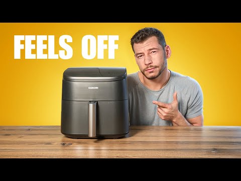 Cosori Iconic Stainless Steel 6.5 Qt Smart Air Fryer, PFAS-Free Ceramic Coating, Max 450°F, Consistent Cooking, Air Fry, Roast, Bake, Dry, Proof, Reheat, Dishwasher-Safe Basket, Chef-Crafted Recipes video review thumbnail