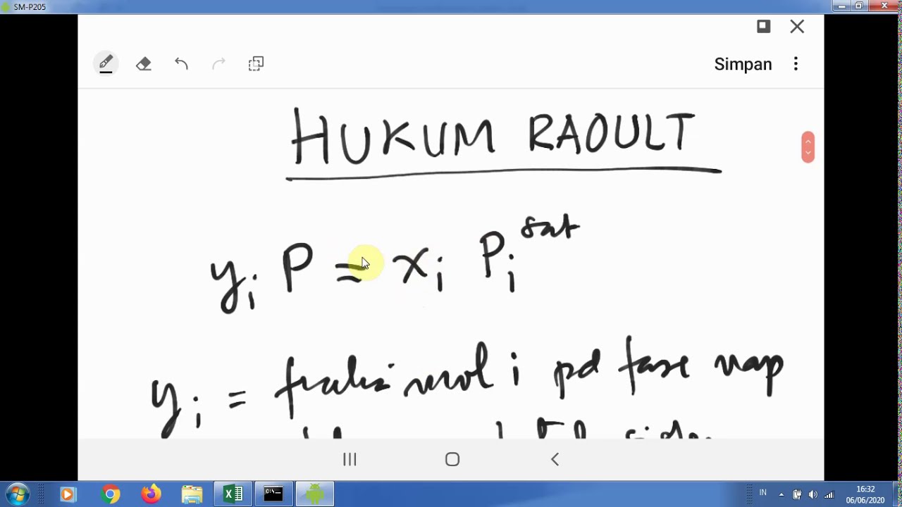 Hukum Raoult untuk kesetimbangan uap-cair (VLE) sistem biner