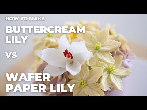 Comparing Buttercream Lily and Wafer Paper Lily/ 버터크림 릴리와 웨이퍼페이퍼 릴리 비교하기/How to make lily cake