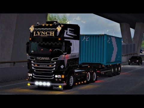 ETS2 SCANIA R500 V8 Loading a Container and Delivering It To The Harbor