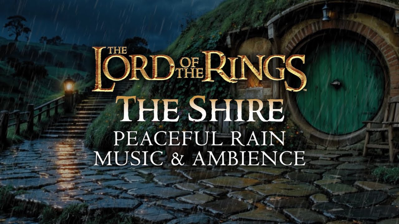 Lord of the Rings | ⛈️ The Shire, Peaceful Music & Ambience During Midnight Thunderstorm