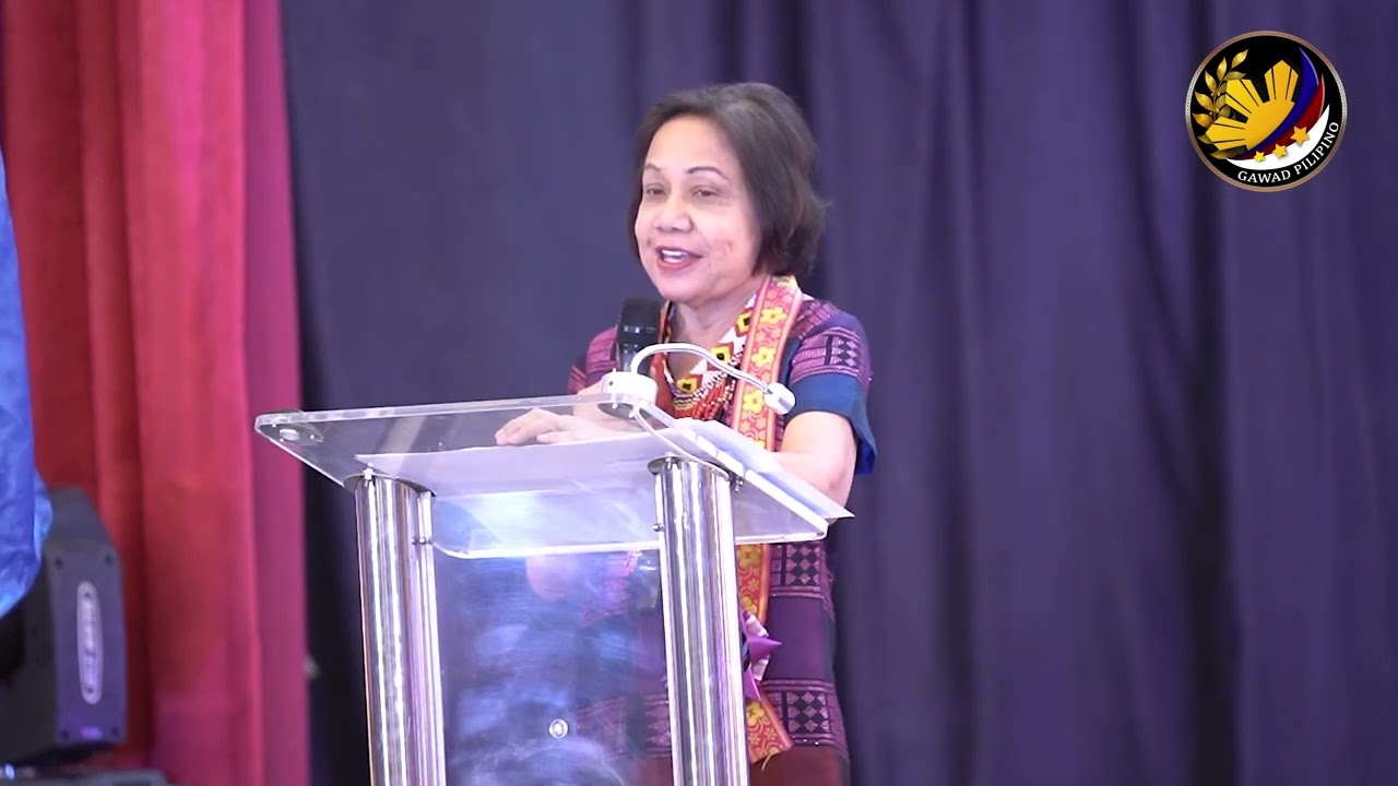 Senator Cynthia Villar delivers her speech during the Gawad Pilipino Awards 2024